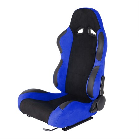 Spec-D Tuning Racing Seat - Black And Blue Suede  - Left Side, PK2 RS-2004L